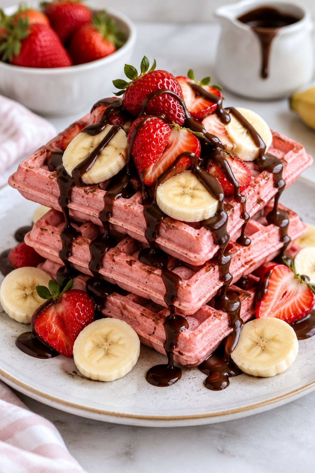 Waffles premium con base de fresa